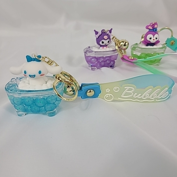 SANRIO 5 Keyring Glitter Bubble Bath Kuromi Hello Kitty My Melody Cinnamoroll - Picture 7 of 10